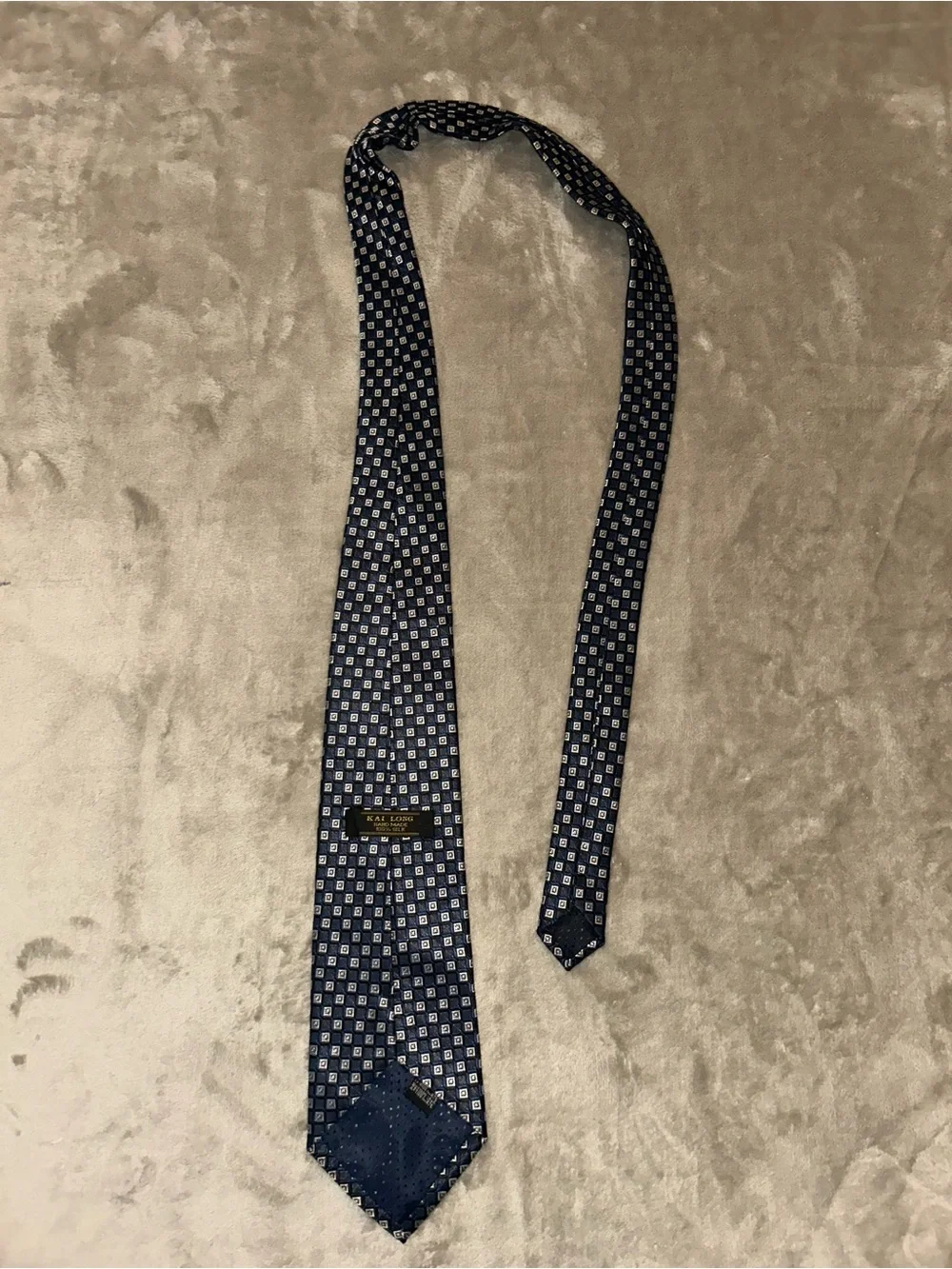 Classic Kai Long 100% Silk Navy Geometric Silk Tie - Men Accessories